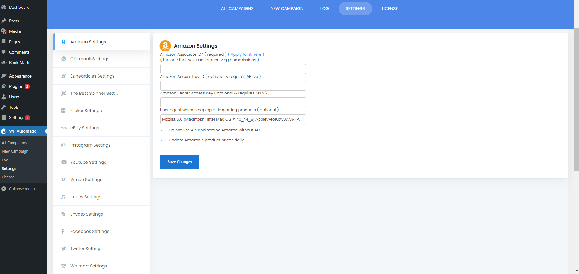 screenshot of WP Automatic